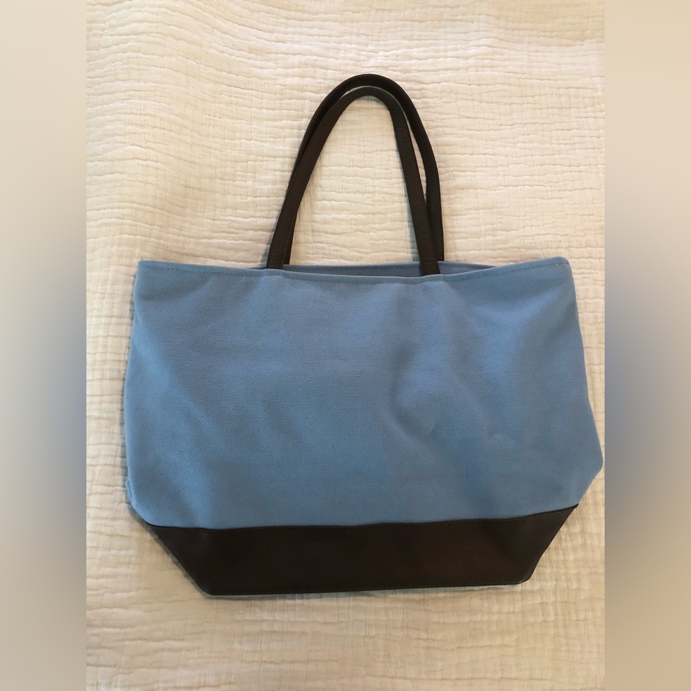 Restoration Hardware Large Blue and Brown Tote Bag EUC 2500